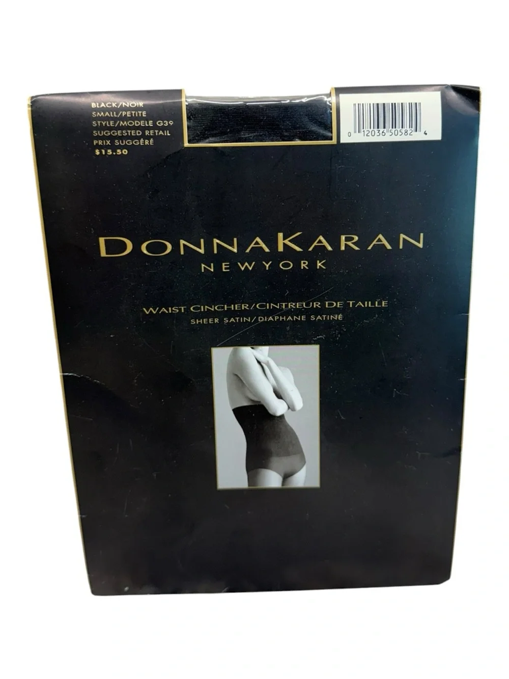 Donna Karan New York Waist Cincher Sheer Satin Pantyhose Small Black